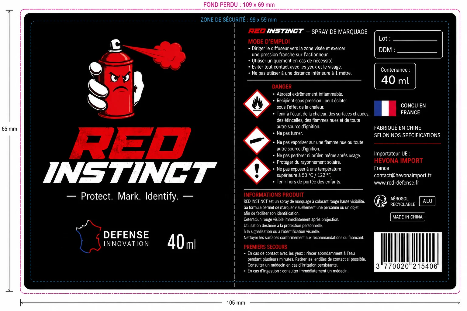 Design de l'étiquette Red Instinct